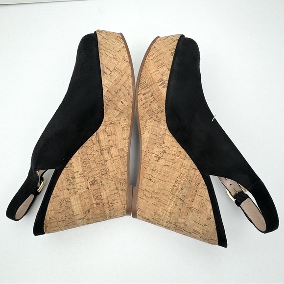 Stuart Weitzman Peep toe, Sling Back Platform Cork Wedge Sandals. Black Size 8.5 - Picture 7 of 12